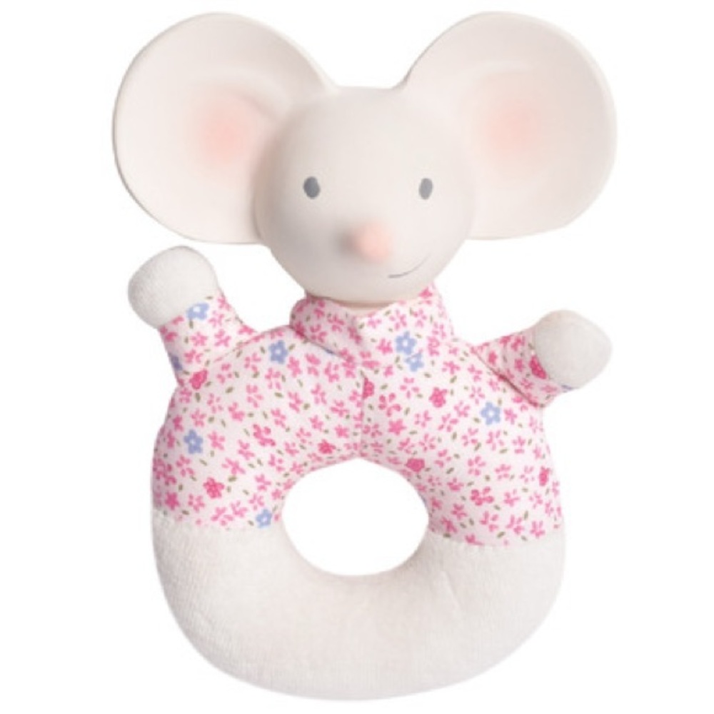 TIKIRI Floral Pink Mouse Rattle Toy